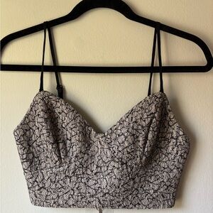 Lush Black and Cream Textured Cropped Bustier